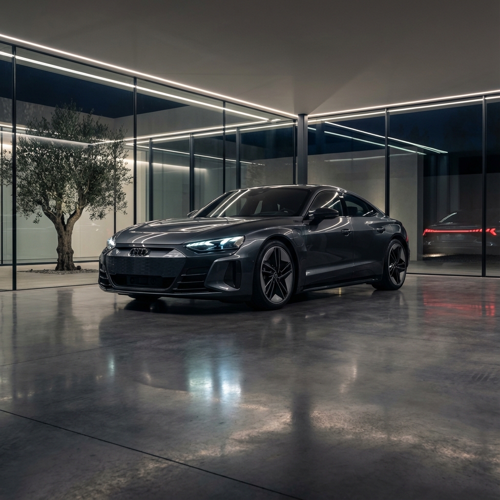 Sleek sports car in a modern garage